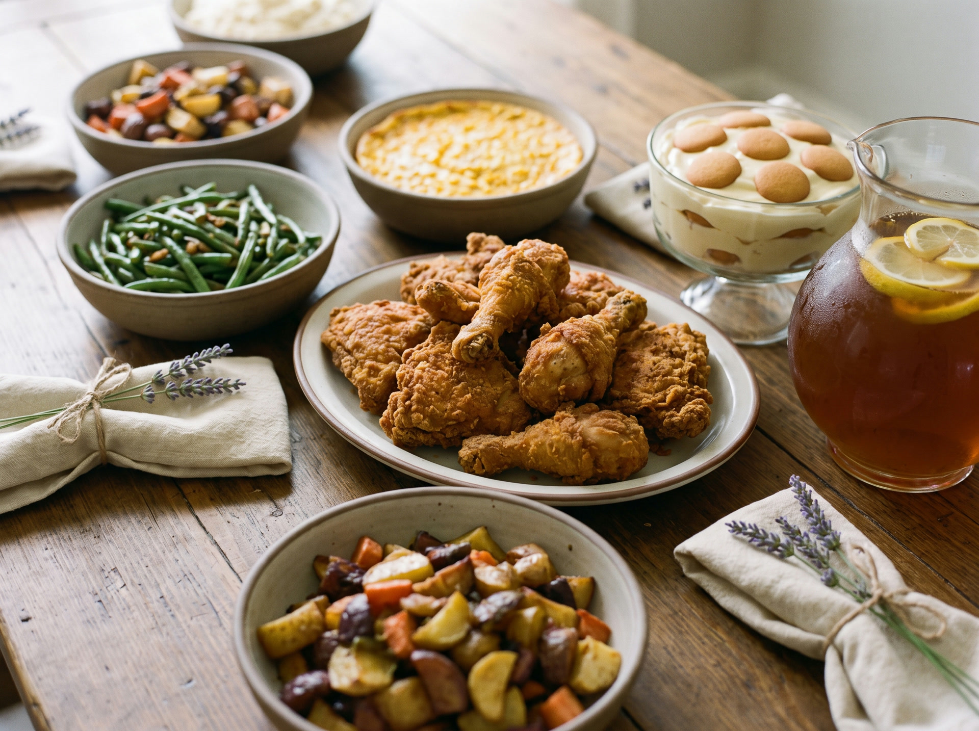 A warm gathering table set for a family celebration